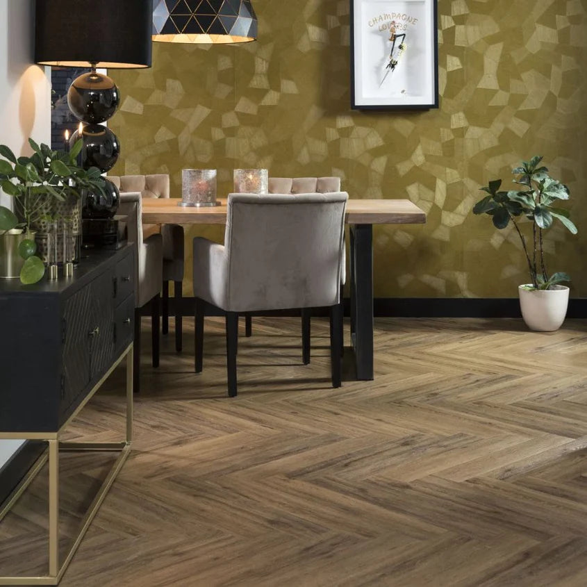 Ambitieus Trendy Caramel Visgraat | Douwes Dekker | Click PVC Rigid per m2