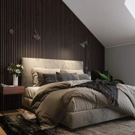 EXPLORE SMOKED oak akoestische wand panelen lattenwand met Vilt 52x260