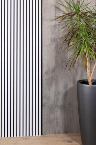 WIT Ral 9016 Lak + Zwart Vlies - AANKOOP PER 2 STUKS 279x60 cm