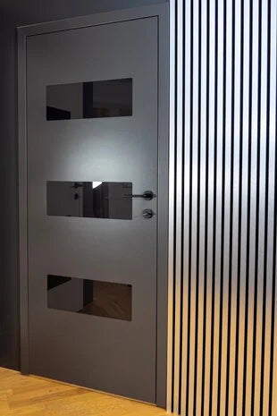 ZILVER METAAL Lattenwand cm akoestische wand panelen met zwarte vilt - AANKOOP PER 2 STUKS 279x60 cm